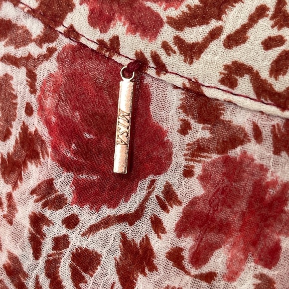 MISA Los Angeles Eba Rust White Floral Ruffle Sleeveless Mini Dress Size Large - Picture 12 of 12